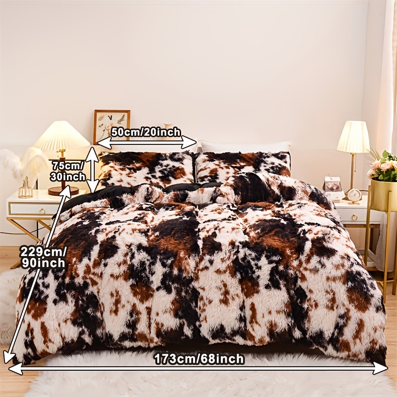 TEMU 3pcs Set, Long Plush Tie-dye Printed Duvet Cover With A Pair Of Pillowcases