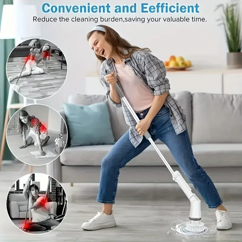 Electric Spin Scrubber,Handheld Shower Cleaner Brush,Electric Cleaning  Brush,Cordless Power Spin Scrubbber with 2 Rotating Speeds and 6  Replaceable
