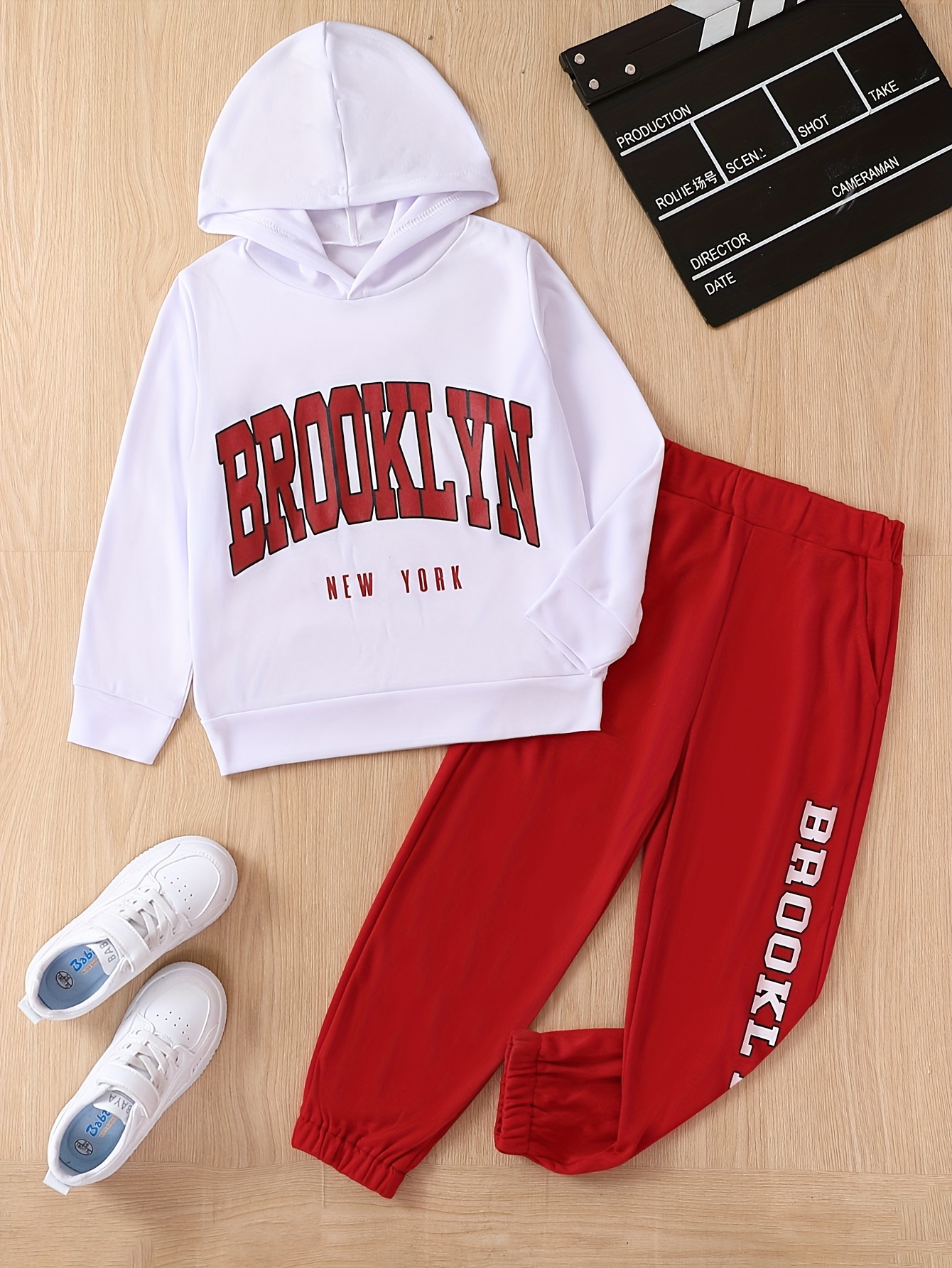 Girl's Stylish Outfit Hoodie Sweatpants Set Brooklyn New - Temu Canada