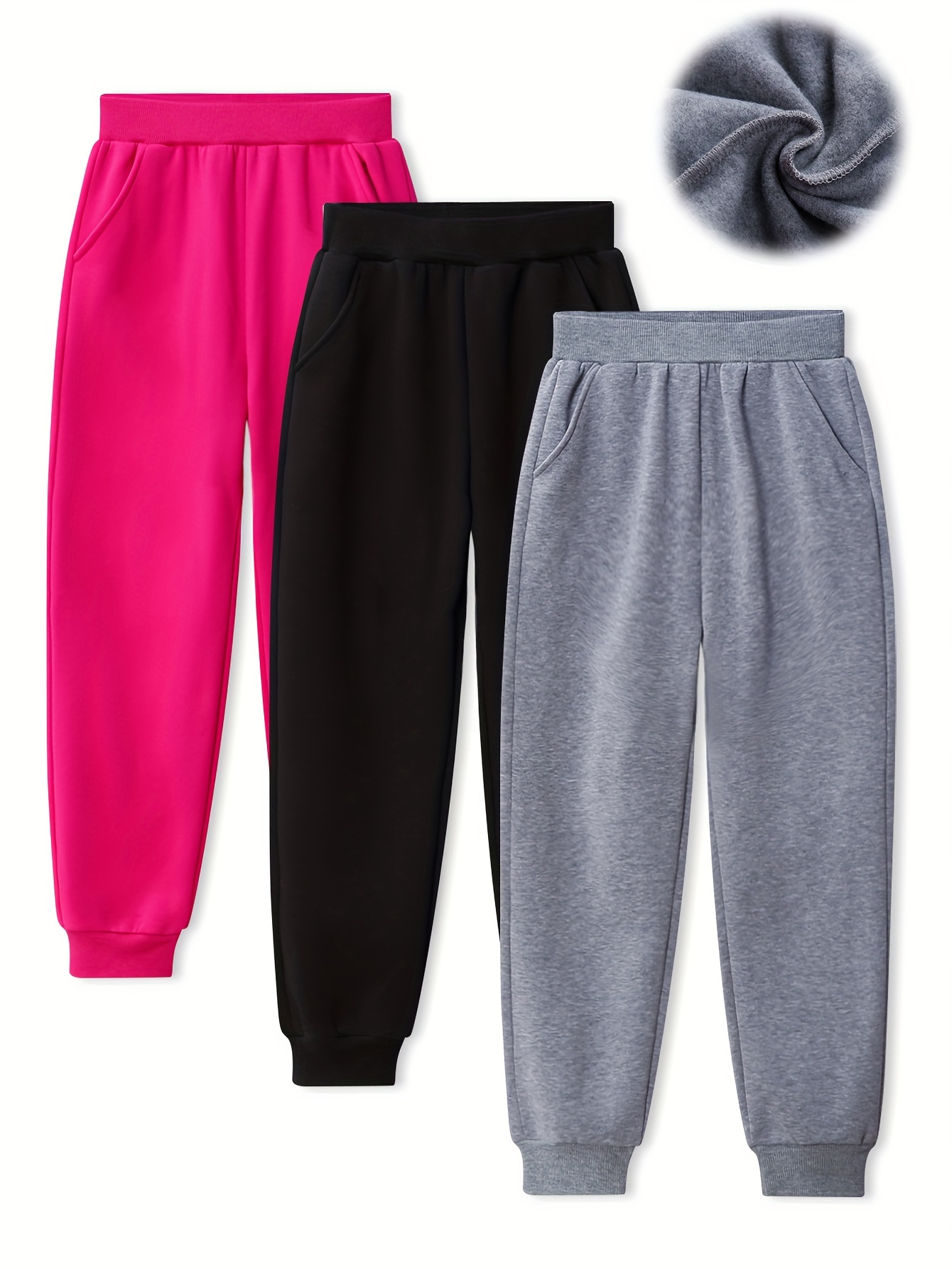 Multipacks Girls Basic Warm Jogger Sweatpants Thick Fleece - Temu