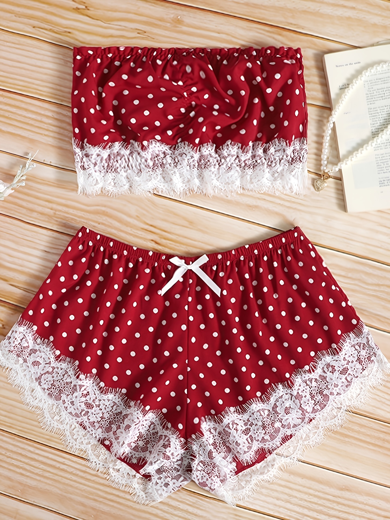 Lace-Trim Chiffon Cami & Shorts Pajama Set