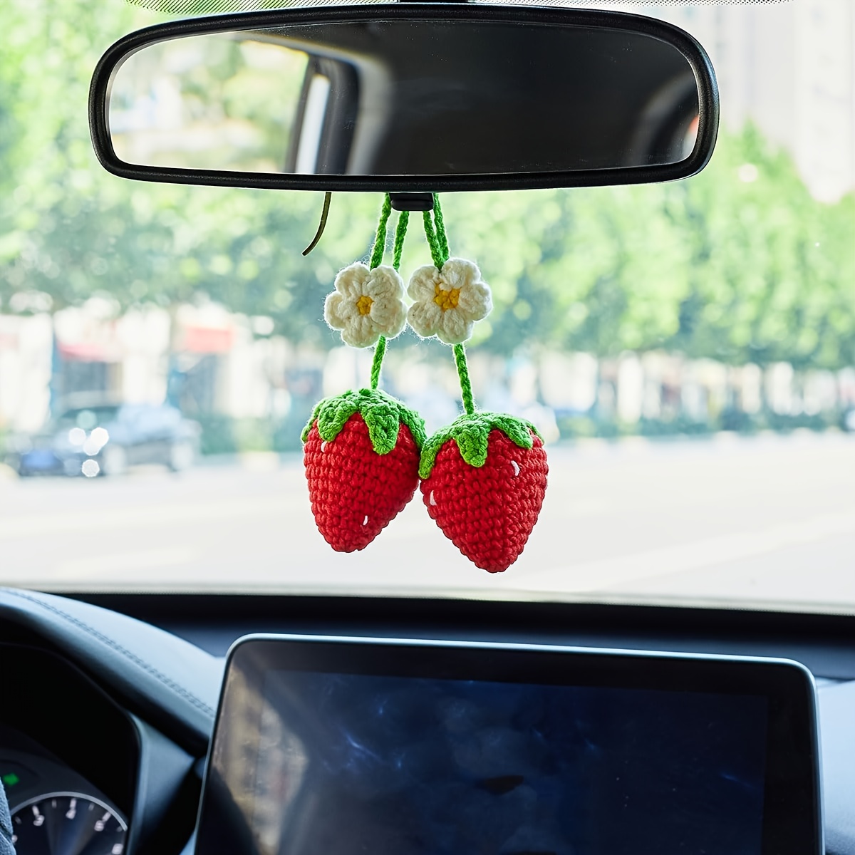  Accessoires de miroir de voiture au crochet - Décoration de  lierre d'araignée automobile avec longueur réglable - Pendentif de  rétroviseur pour ornement de voiture, joli décor domestique pour Dirfuny