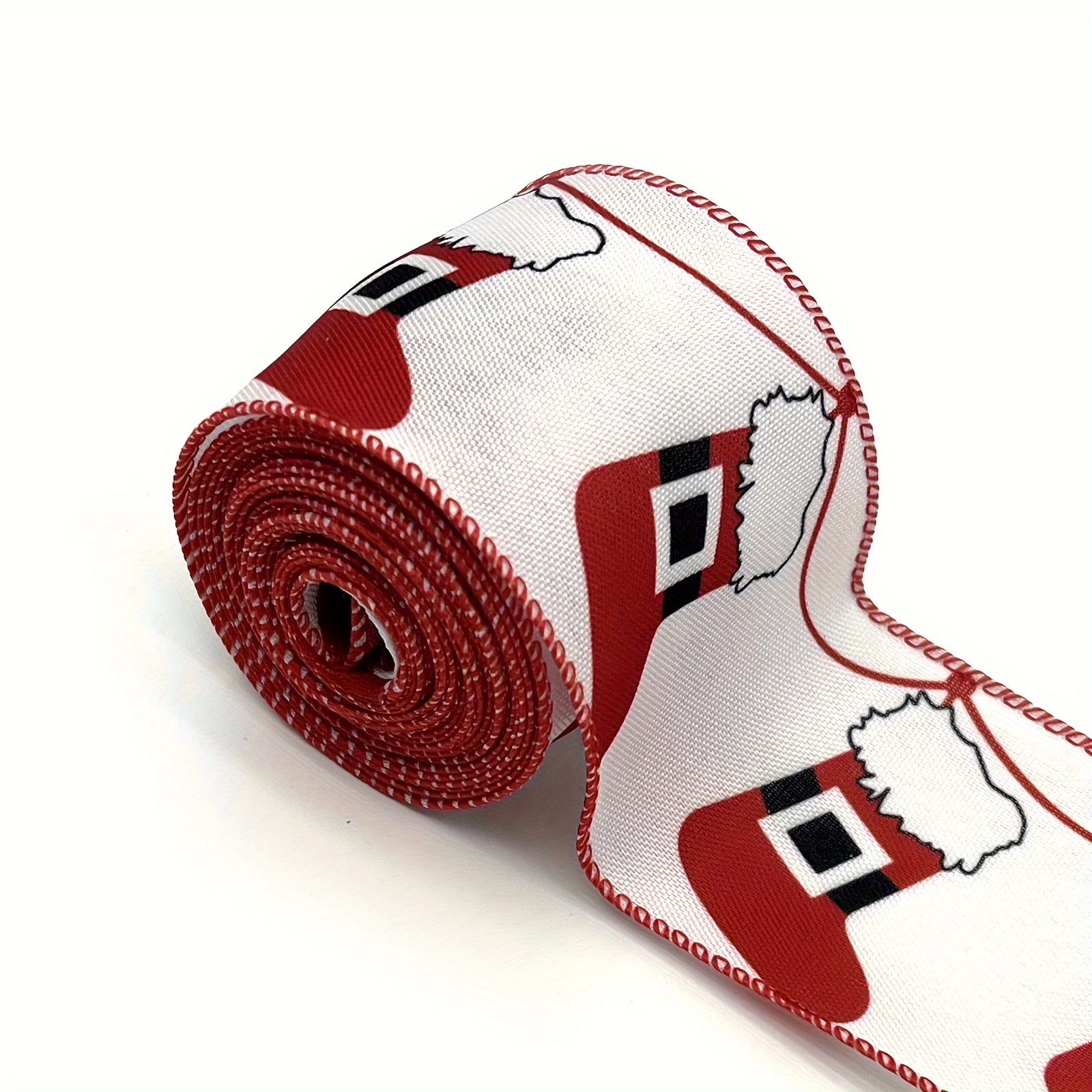 5 Yards Christmas Wired Edge Ribbon Red And White Ribbon - Temu