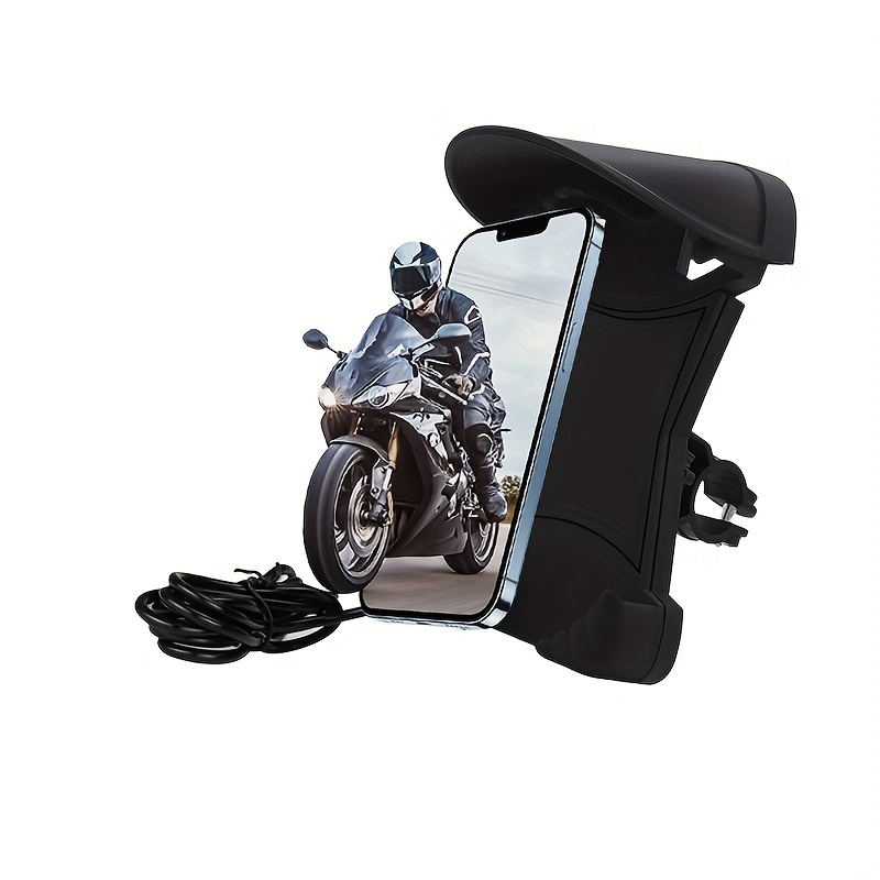 Mobile Phone Holder Handlebar Clip Motorbike Motorcycle Mount Chargeable