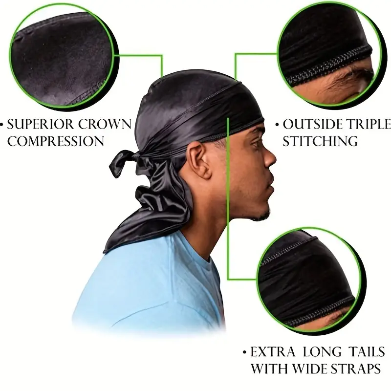 Silk Durag For Men Bandana Silky Du Rag Doo Rag - Temu