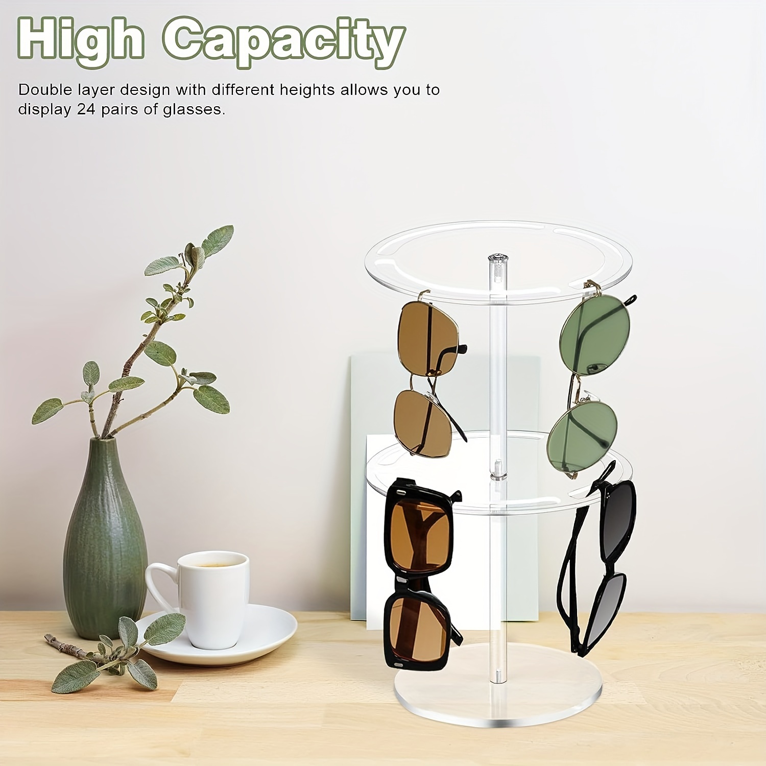 1pc Brillenständer, Acryl-Sonnenbrillen-Organizer-Ständer,  360-Grad-drehbarer Brillen-Displayständer, Klarer Drehbarer  Sonnenbrillenhalter Für