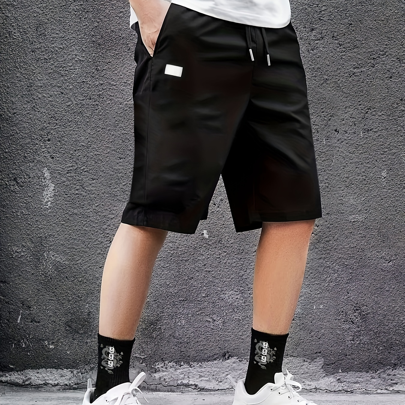 

Plus Size Men's Solid Drawstring Shorts