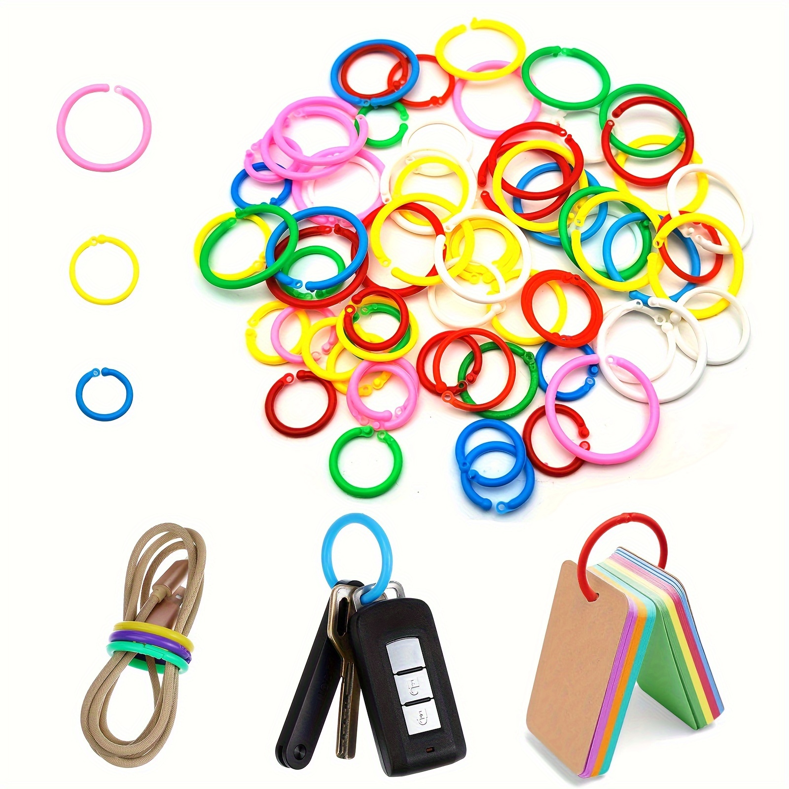 

50pcs Plastic Binder Rings Plastic Loose Leaf Rings Plastic Book Rings Flexible For Cards, Document Stack And Swatches Organization School Home, Or Office Use