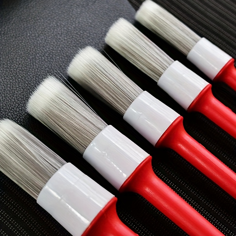 5pcs Plastic Round Detail Brush Set Including Crevice Brush