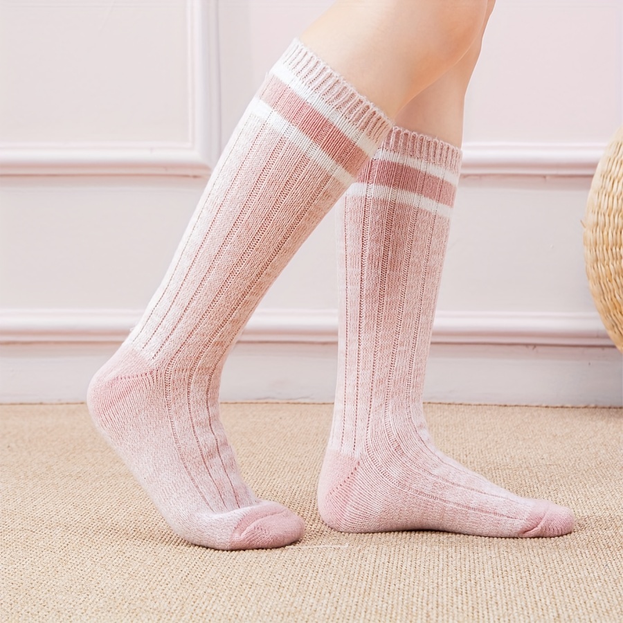 Striped Crew Socks Comfy & Breathable Women's Stockings