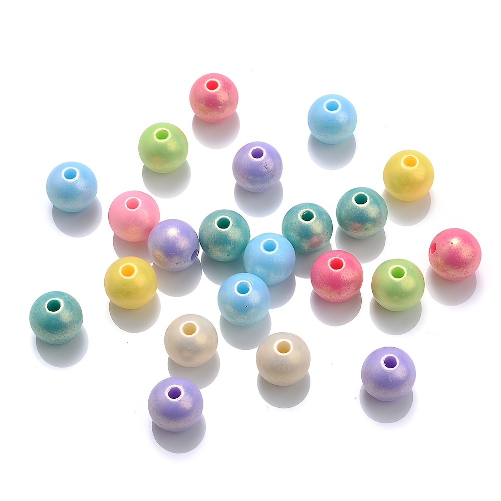 Laviesto Acrylic Bead,Acrylic Round Loose Beads, 400 Pcs 10mm Acrylic Opaque Pastel Colors Beads with Crystal String for Bracelets Necklaces Jewelry