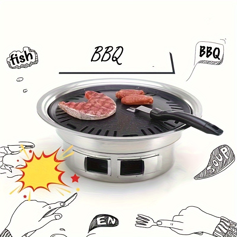 Bbq Grill Pan, Stovetop Bbq Non-stick Round Barbecue Grill Pan, Smokeless  Barbecue Plate For Indoor Outdoor Grilling, Stove Top Grill Pan, Stovetop Indoor  Bbq Pan - Temu Bahrain