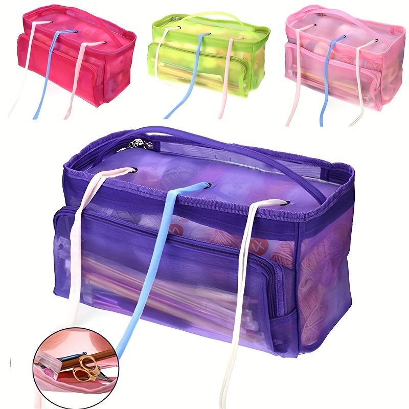 NBEADS 2 Pcs Empty Mesh Yarn Bags, Portable Knitting Bag Organza Storage  Cases Tote Bags Crochet Thread Sewing Accessories for Yarn Storage (Fuchsia