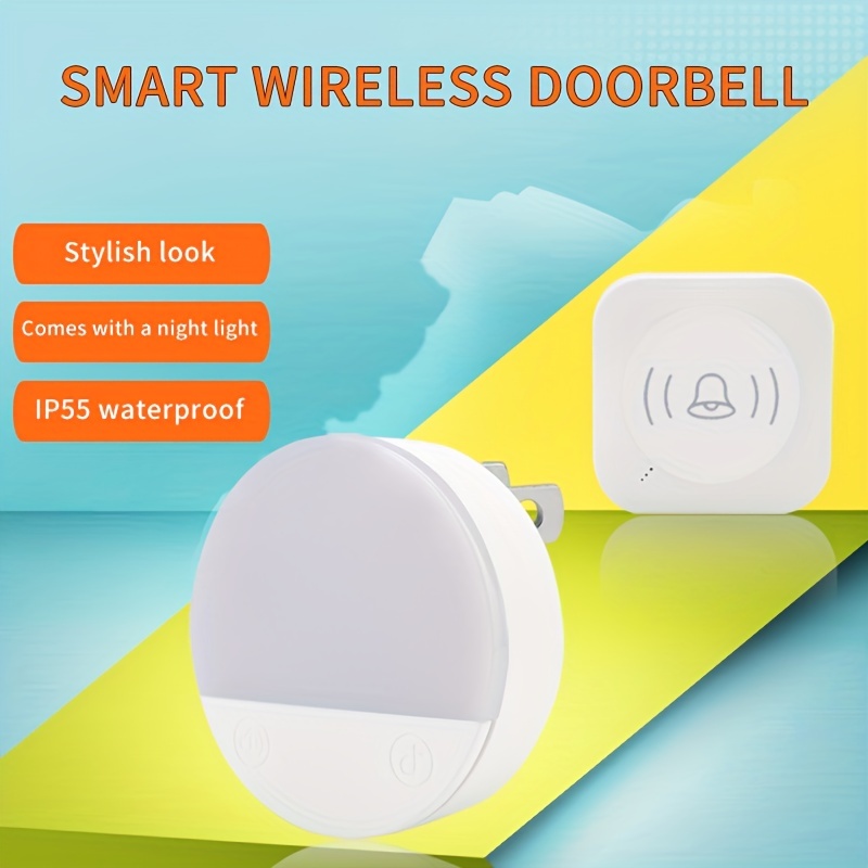 Wireless Doorbell, Usb Powered Ip55 Waterproof Doorbell With Night Light, 5  Level Volume, 58 Door Bell Chime & Colorful Led Flashblack