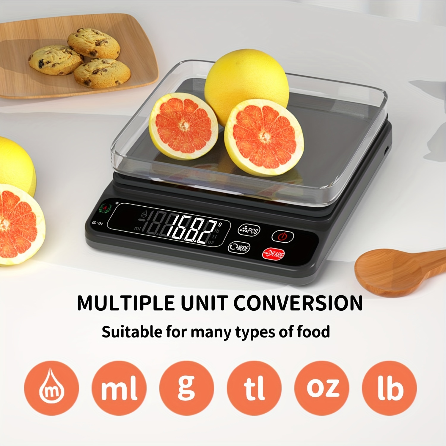 Digital Kitchen Scale, Premium Stainless Steel Food Scales Weight Grams and  Oz for Baking and Cooking 