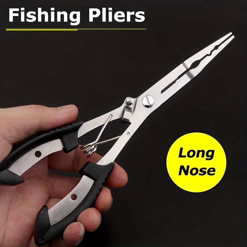 Long Needle Nose Fishing Clamp Gripper Plier Hook Cutter Remover Curved  Beak