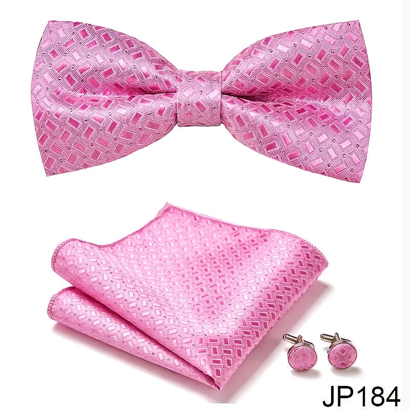 Pink Classic Bow Tie & Cufflinks Set for Men