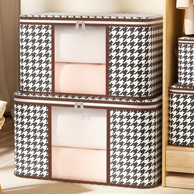 Stylish Houndstooth Storage Box For Clothes Toys Books And - Temu