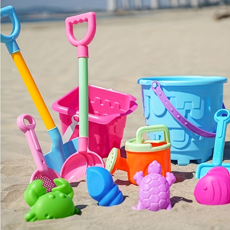 Jouets de sable de plage enfants silicone souple kit de bac à sable de  plage ensemble seau de sable de mer râteau sablier