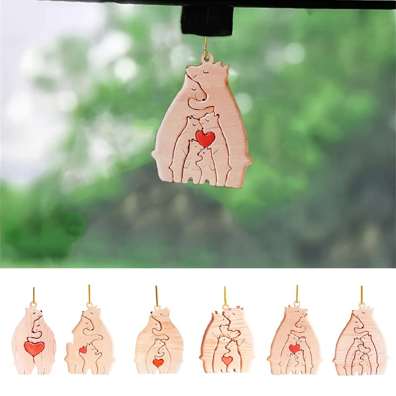 

1pc Acrylic 2d Family Bear Keychain, Bear Hug Pendant, Bag Backpack Charm Car Hanging Pendant Earbud Case Cover Accessories Family Gift