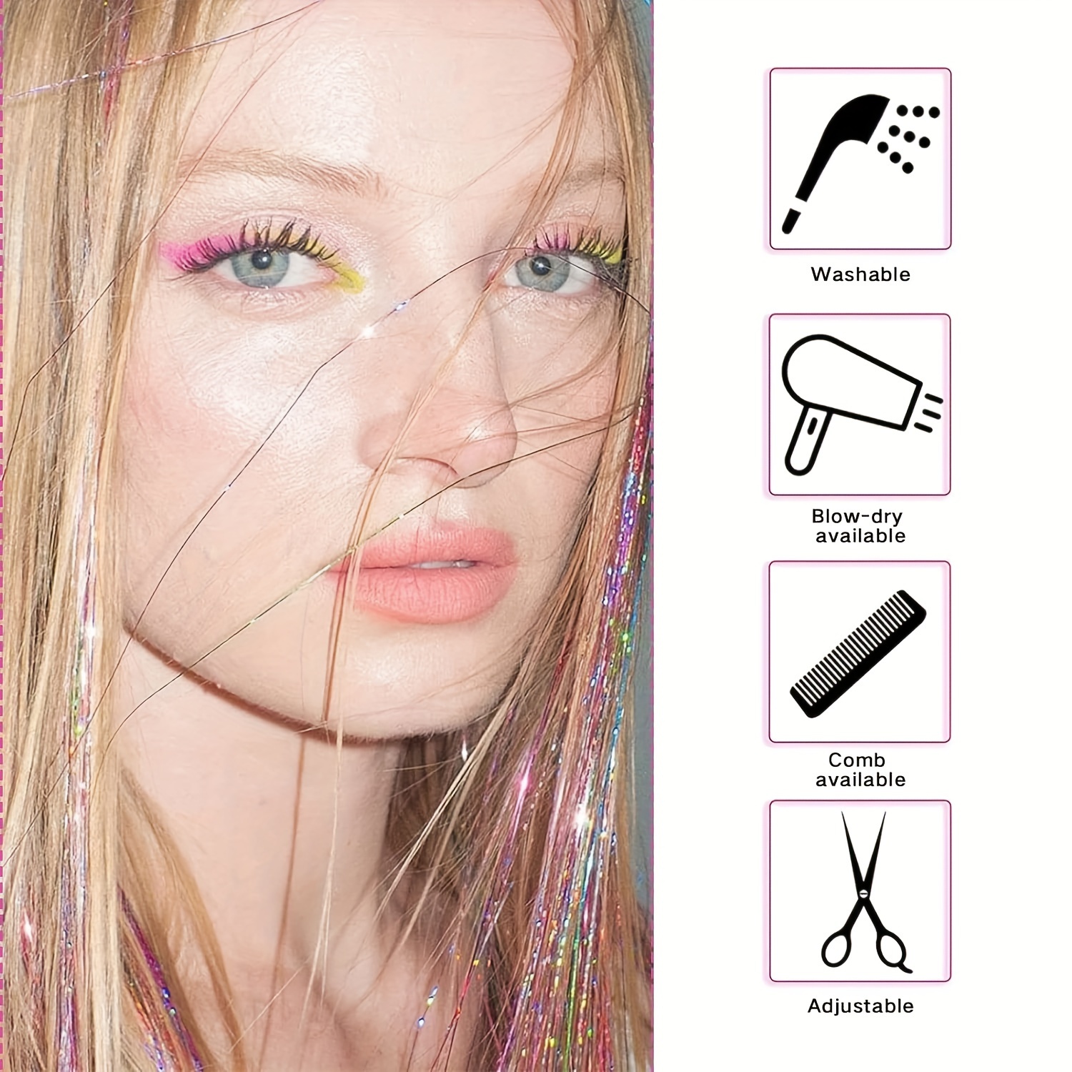 Clip In Hair Tinsel Kit Glitter Fairy Tinsel Hair Extensions - Temu