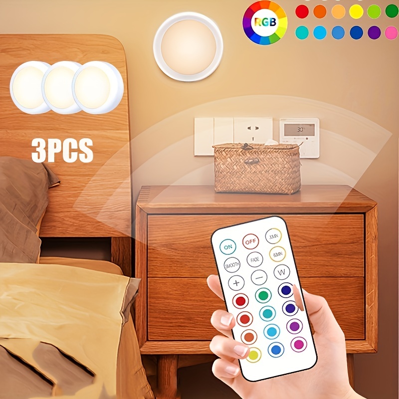 6pcs/3pcs Smart Wireless LED Under-Cabinet Lights COB Night Light With  Remote Control - Perfect For Wardrobe, Kitchen & More