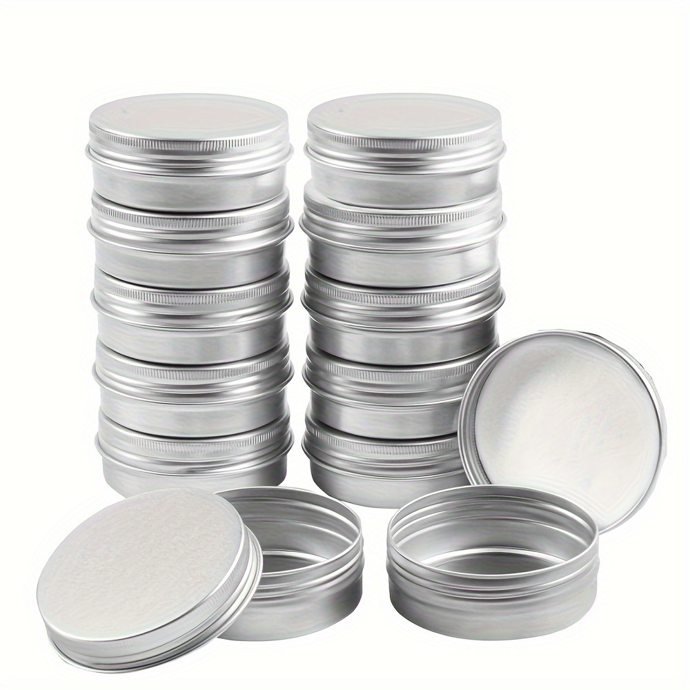 

12pack 2 Oz Aluminum Tin Cans With Screw Lid, Refillable Travel Sized Cosmetic Containers Small Tins For Salves, Lip Balm, Lotion Bars, Beard Balms, Candles Cosmetic Sample Cans Container For Diy