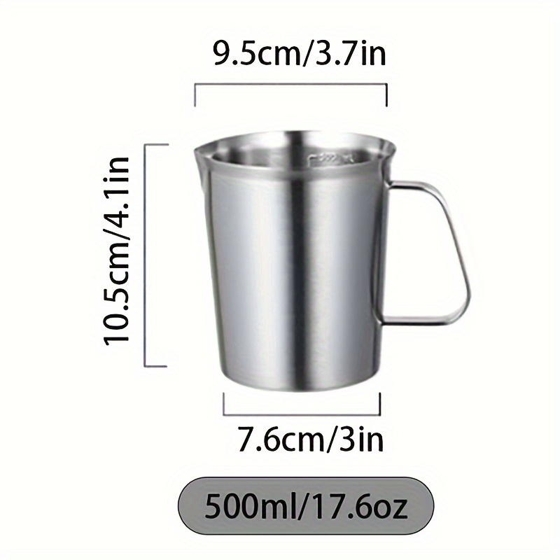 Milk Frothing Jug, Stainless Steel Espresso Machine Accessories with Scale Espresso Steaming for Cappuccino Cafe, Size: 500 mL, 500ml