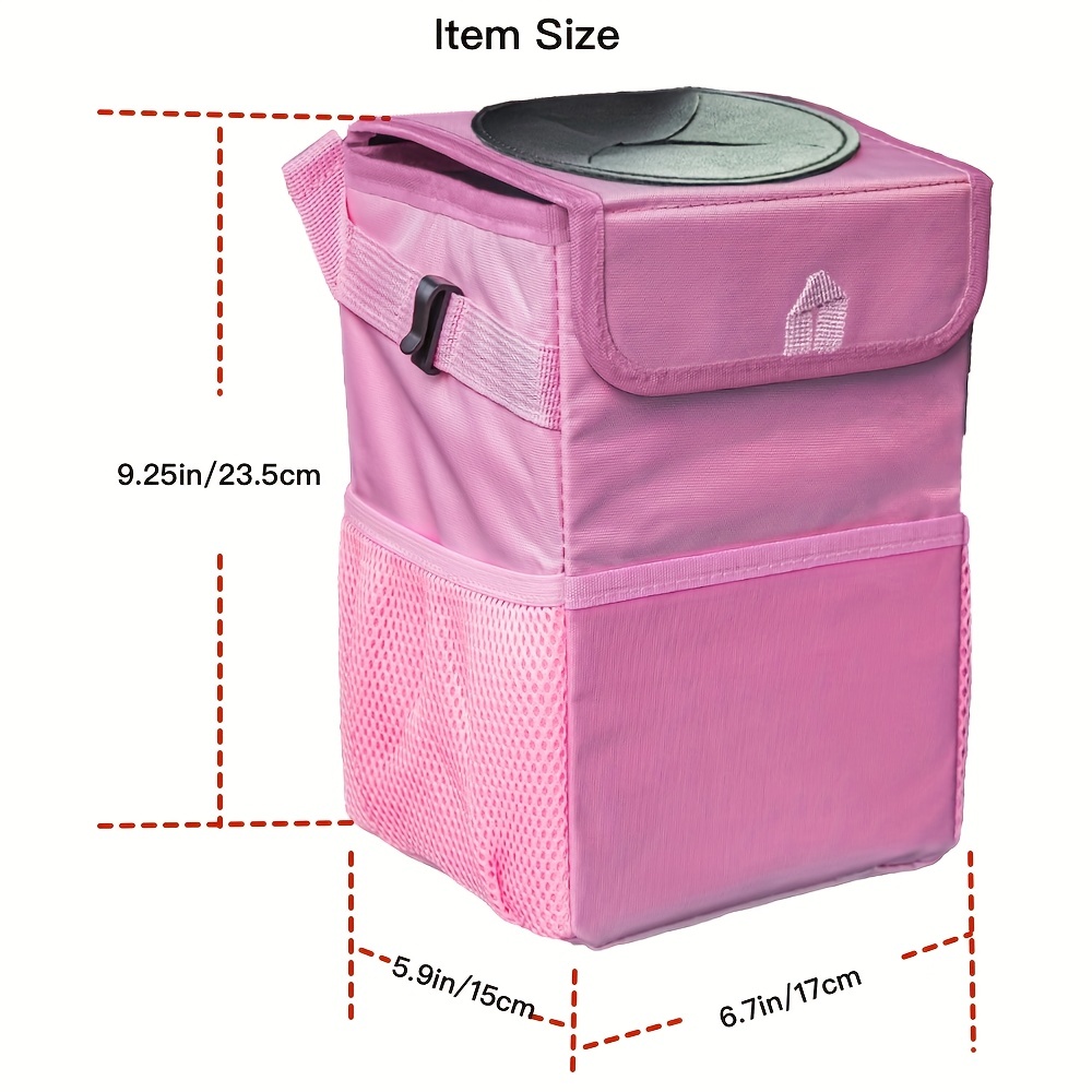 Portable Folding Car Trash Can with Lid and Storage Pockets Waterproof and  Leak Proof, Dealatcity