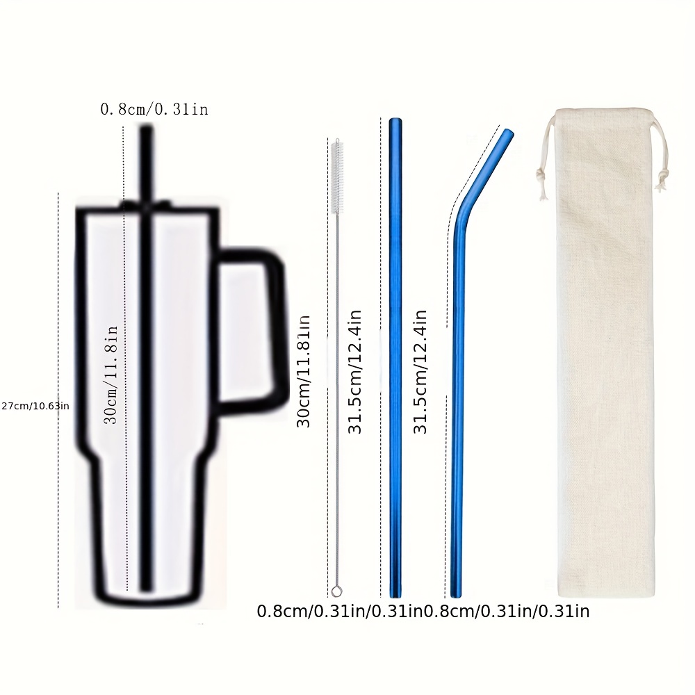 Stainless Steel Straws For Stanley Cups Travel Tumbler, Reusable Straws  With Cleaning Brush & Drawstring Bag, Summer Winter Drinkware Accessories -  Temu