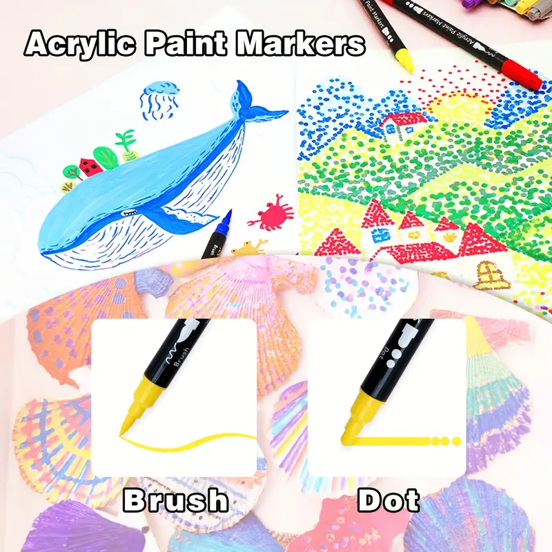 24 Colors Acrylic Paint Pens Markers Dual Tip Pens With - Temu Philippines