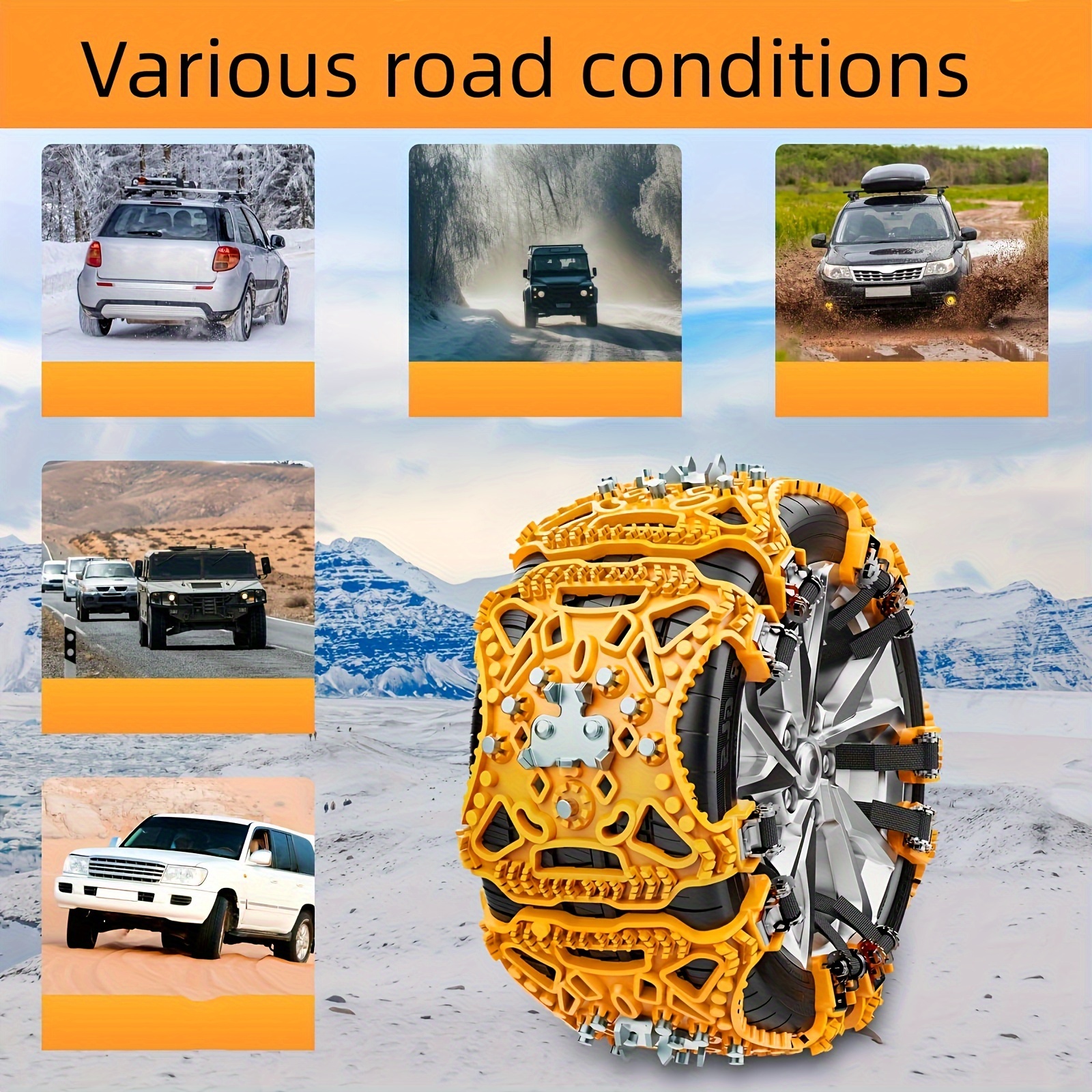 Universal Auto Notfall Traktion Auto Schnee Reifen Anti-Rutsch-Ketten 8Pcs  Tragbare Anti-Rutsch-Schnee Reifen Ketten für Auto SUV Reifenblöcke, sicher  und Komfort : : Auto & Motorrad