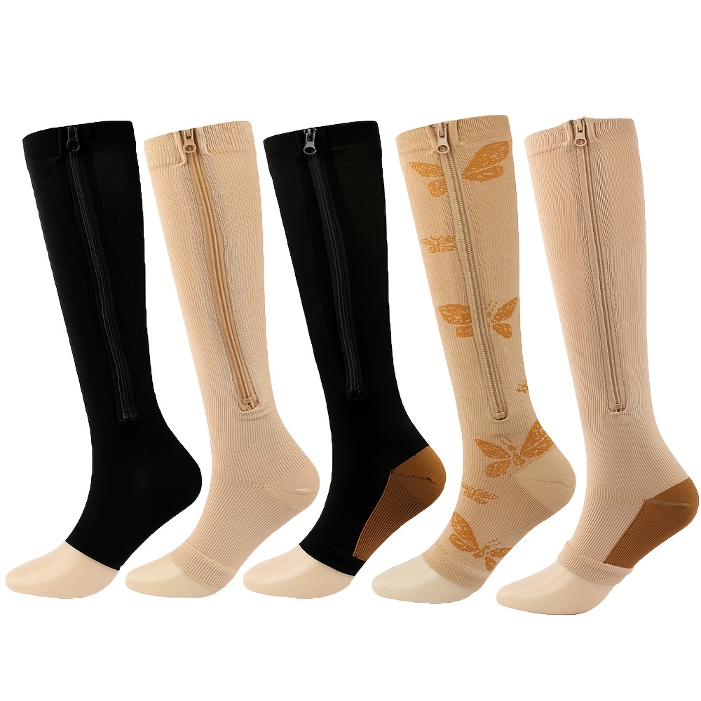 Solid Toeless Compression Sock Zipper Unisex Breathable Hot - Temu Canada