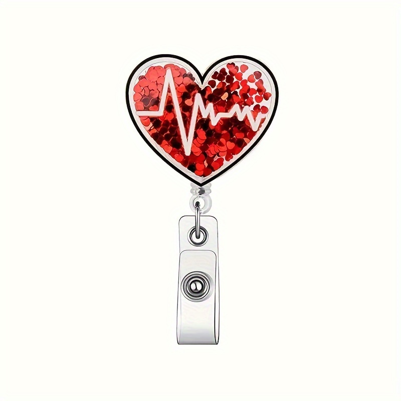 Stethoscope Heart Card Cover Buckle Cute Acrylic Badge Reel - Temu