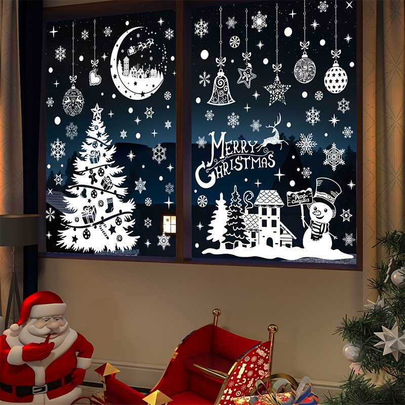 Christmas Decorations Snowflake Stickers Glass Display - Temu