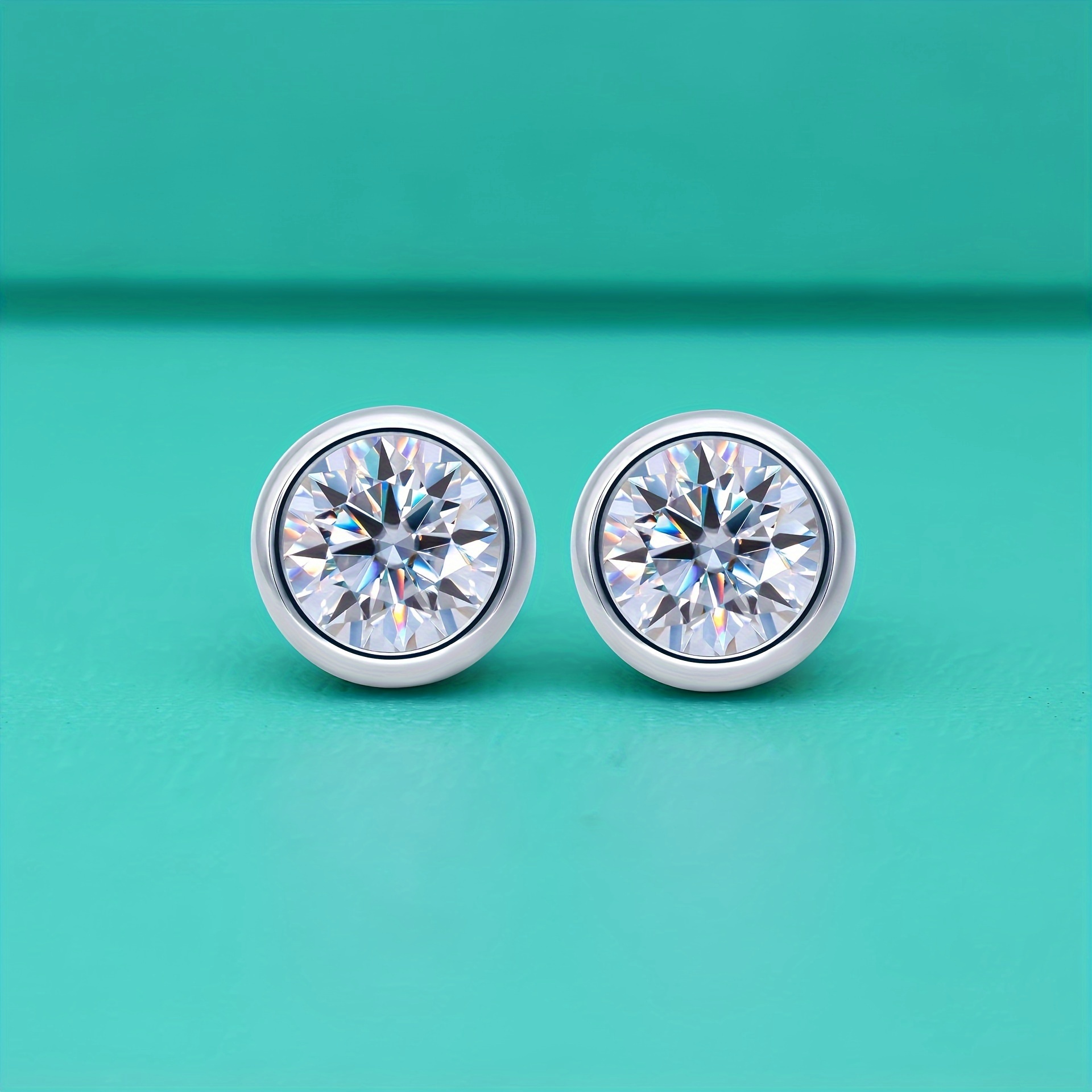 Moissanite S925 Sterling Silver Stud Earrings Girls Classic - Temu