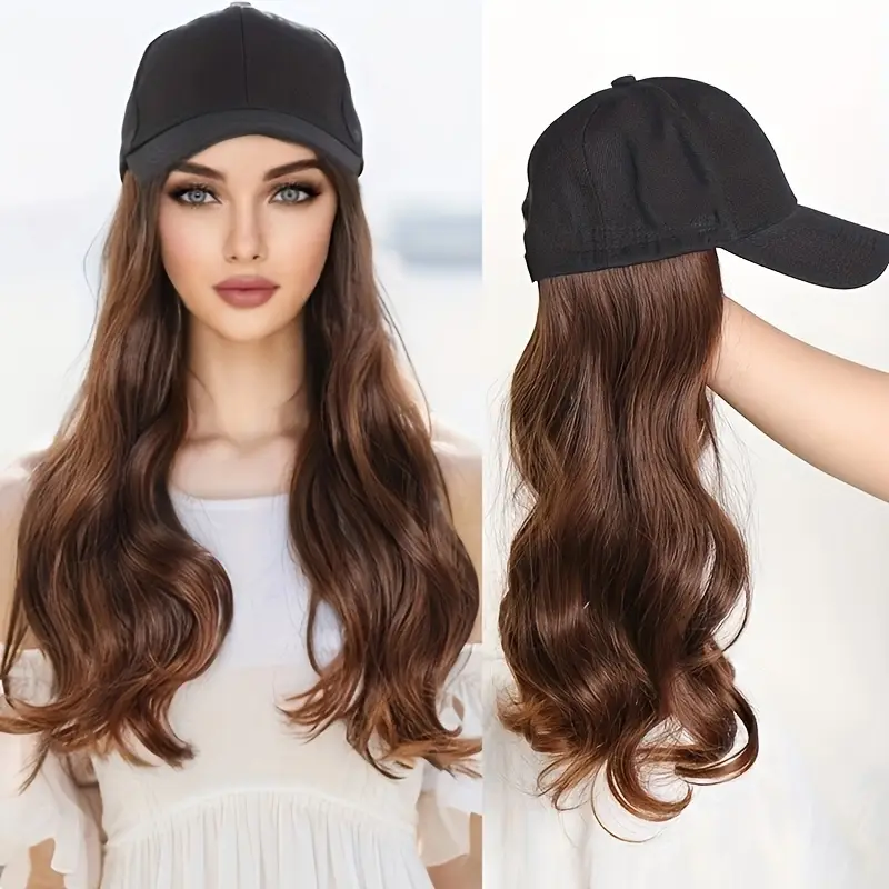 pelucas sombrero cuerpo largo ondas cabello gorra béisbol - Temu