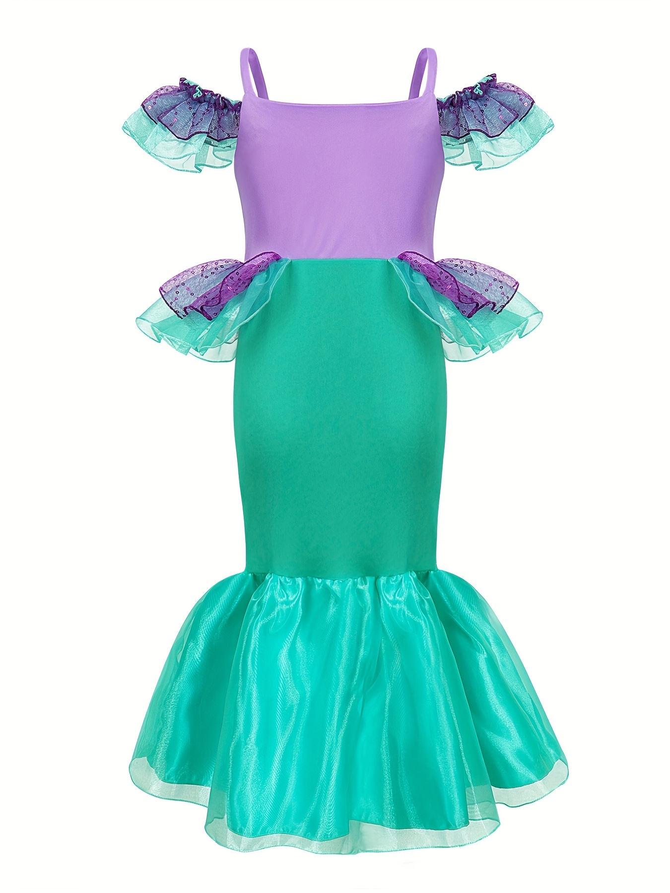 Disfraz de sirena Ariel para niñas pequeñas, disfraz de princesa con  accesorios
