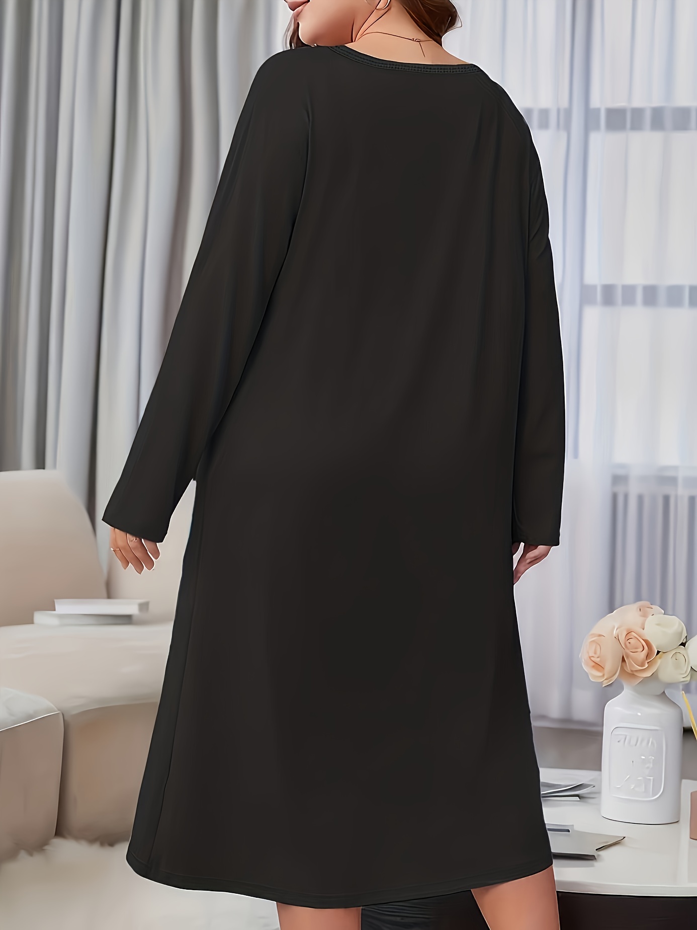 Butterfly Graphic Long Sleeve Lounge Dress