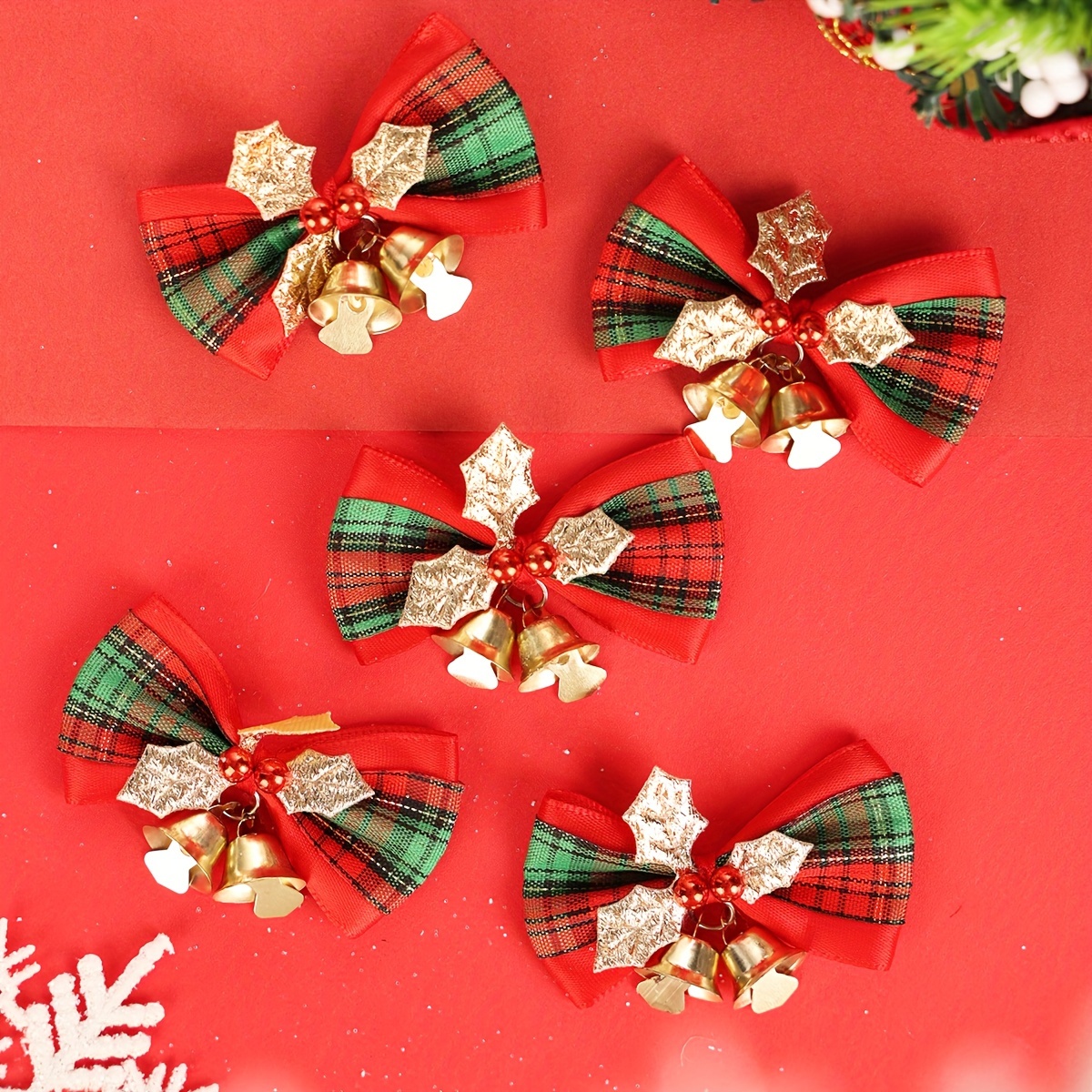 Decorative Christmas Red Bows With Bells Christmas Tree Bow - Temu