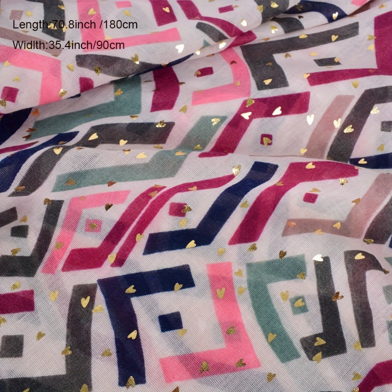 Boho Geometric Print Tassel Scarf - Vintage Style Shawl