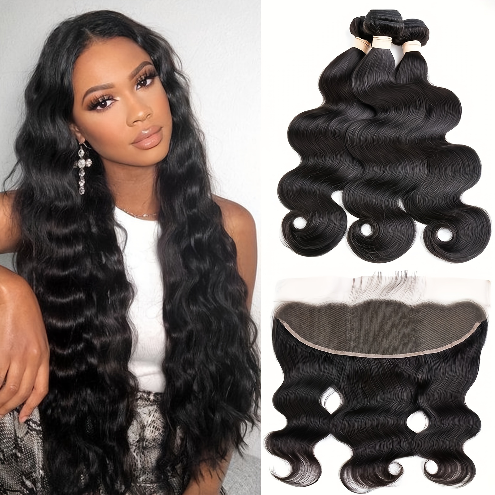 Brazilian Deep Wave Virgin Hair 3 Bundles With Ear To Ear Lace