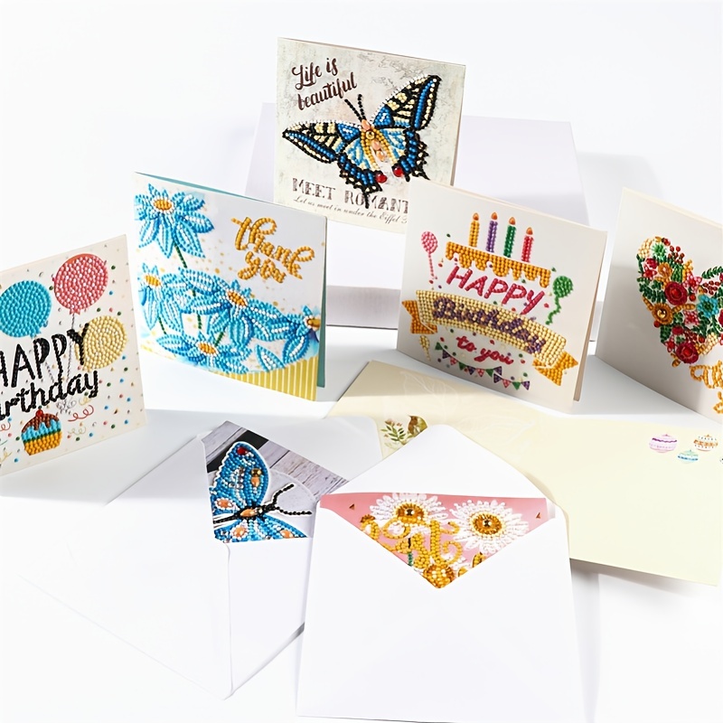 5D DIY Diamond Painting Cards,12Pcs Greeting Holiday Card,Birthday Greeting  Cards Creative Gift for Women,Holiday Thank You Greeting Cards Making Kit