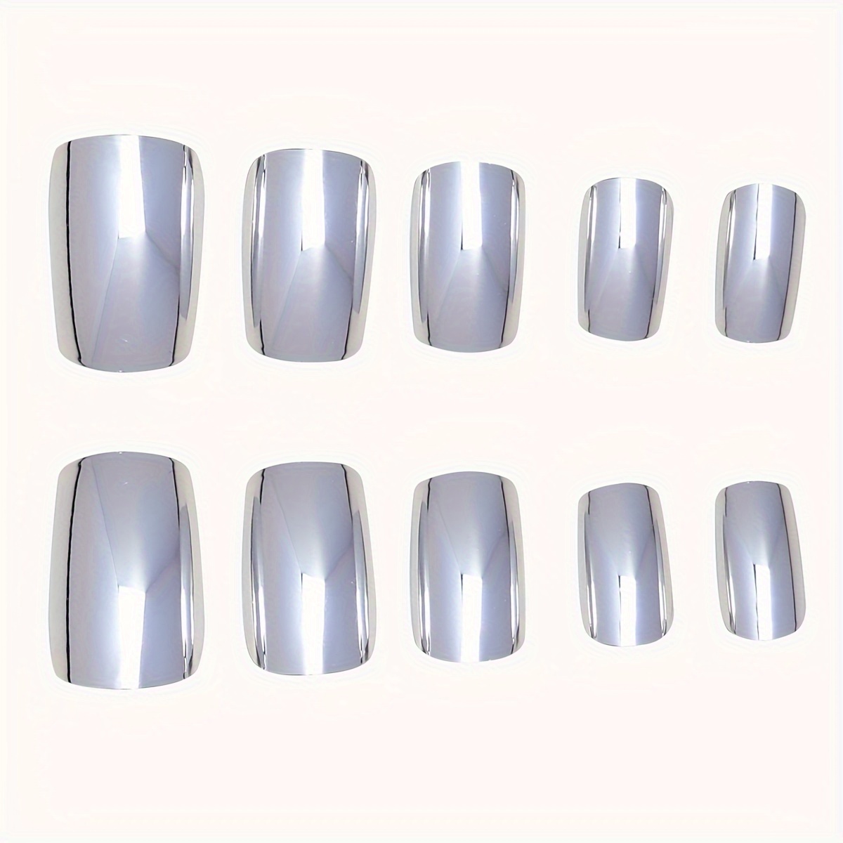 shiny punk style metallic solid color press on false nails chrome fake nails metal plating acrylic medium square reflective mirror nail art tips 24pcs multi choices details 10