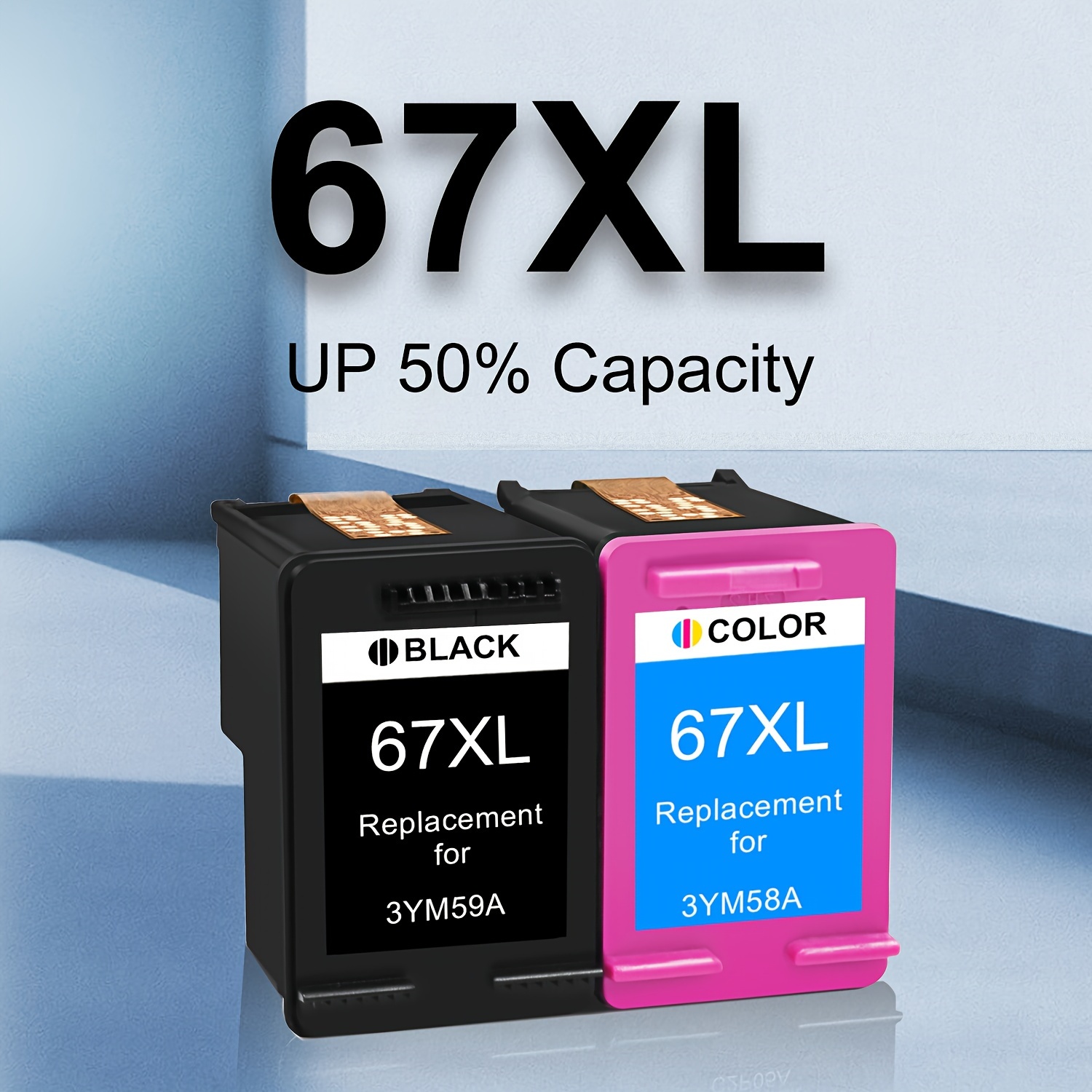  67XL Ink Cartridges Replacement for HP Deskjet 2700 4100 4155  Envy 6000 6055 6400 6455 6458 Series Printer Ink Cartridges for HP Ink 67  XL 67XL Black and Color Combo Pack 2-Pack : Office Products