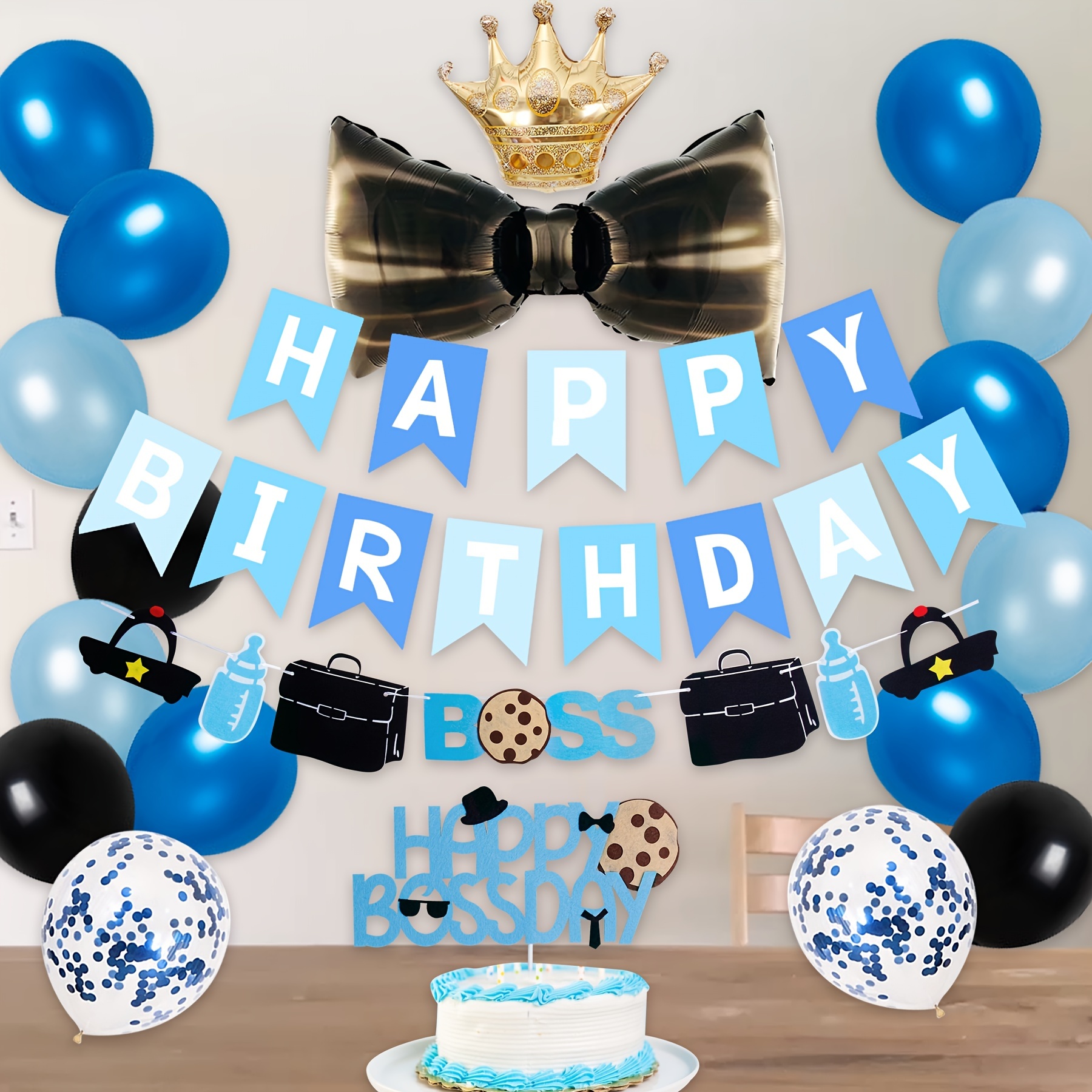 2nd Birthday Decoration Items For Boys -38Pcs Blue Birthday