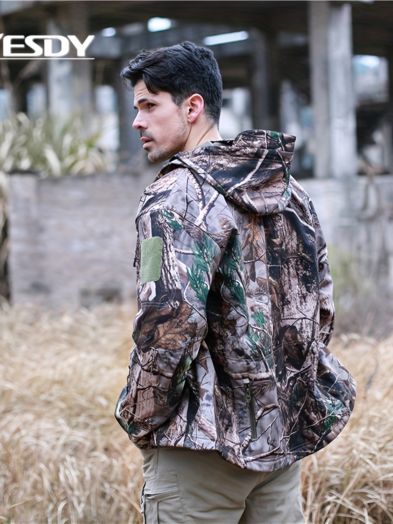 Camouflage Pattern Windbreaker Hooded Jacket Men's Casual - Temu