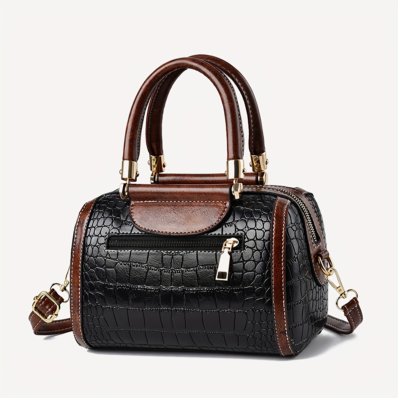 Mini Crocodile Pattern Boston Bag Fashion Crossbody Bag - Temu