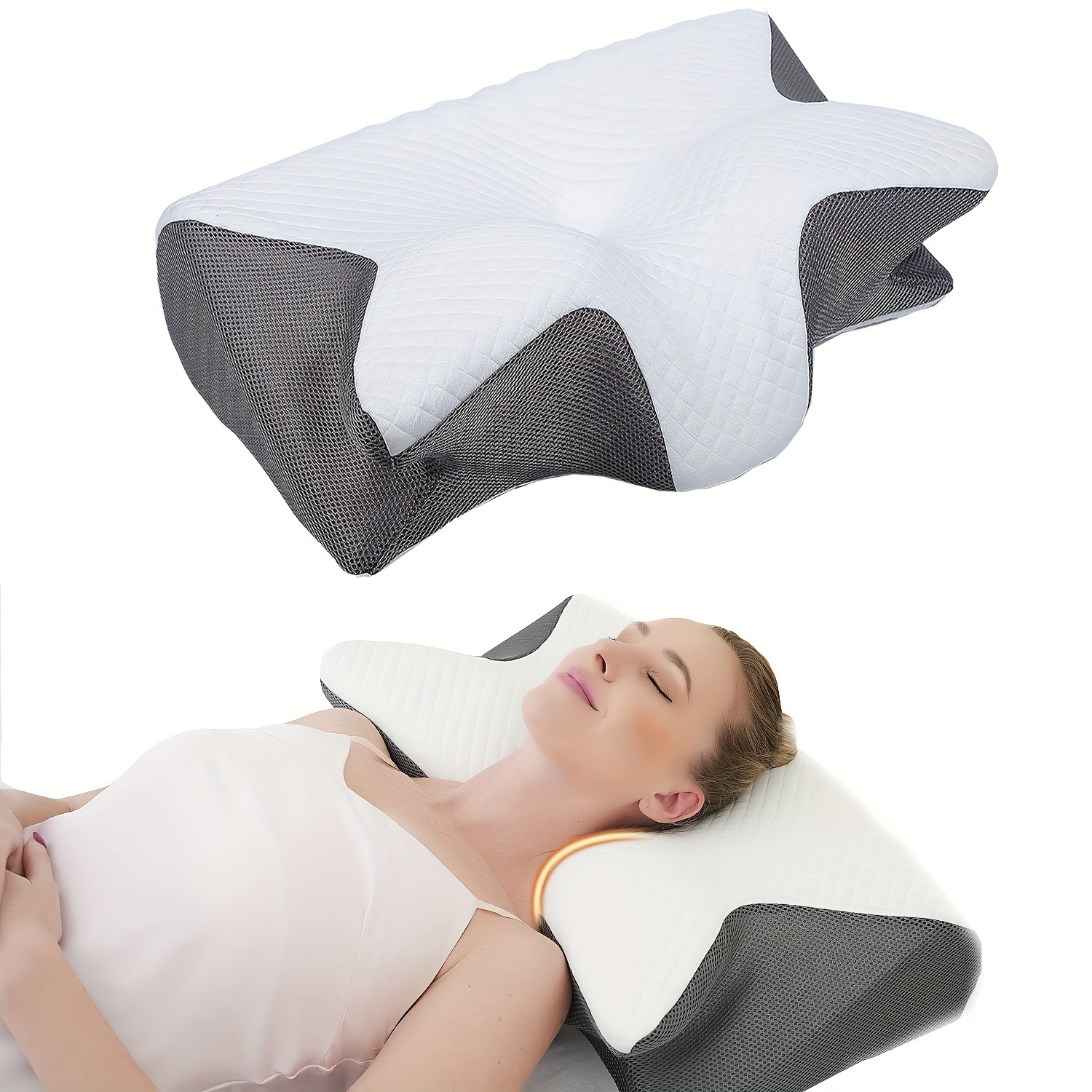 Memory Foam Kissen, Nackenkissen Bett Kissen zum Schlafen, Ergonomisches  Halskissen Nackenstützkissen für Seite Rücken Bauchschläfer