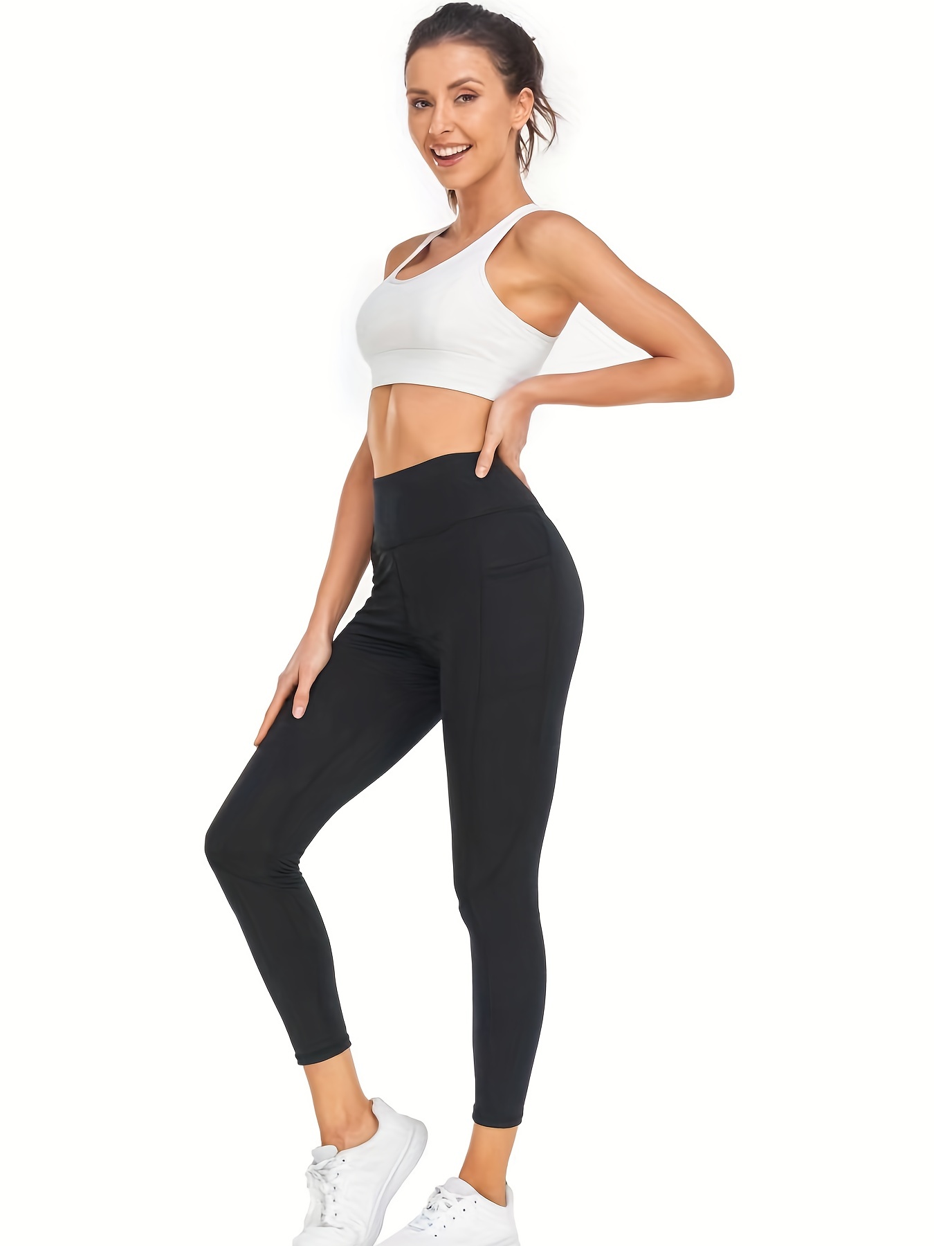 Textured Yoga Leggings With Phone Pocket Womens Stretchy - Temu